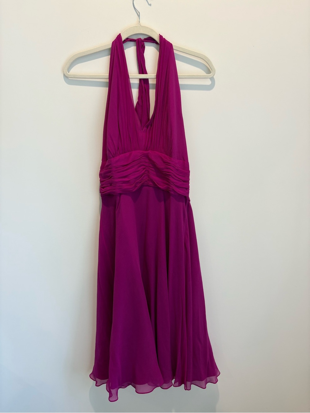 Donna Morgan One-Shoulder Fuchsia Chiffon Midi Dress